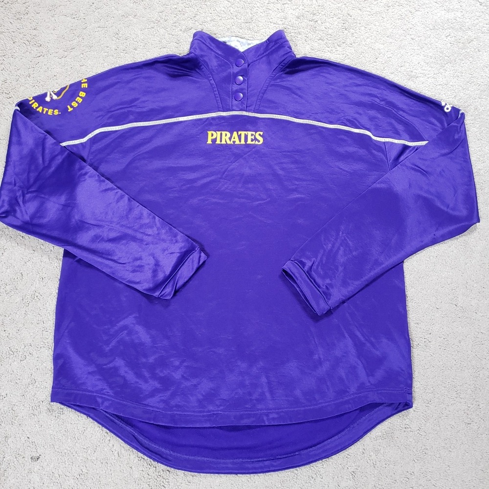 East Carolina Pirates Adidas Fleece Lined Pullover Women L Purple Glossy 1/4 Zip